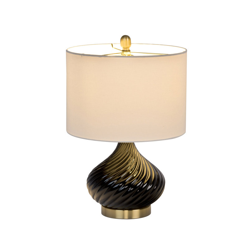 Giusti Table Lamp, Gloss Black/Antique Brass