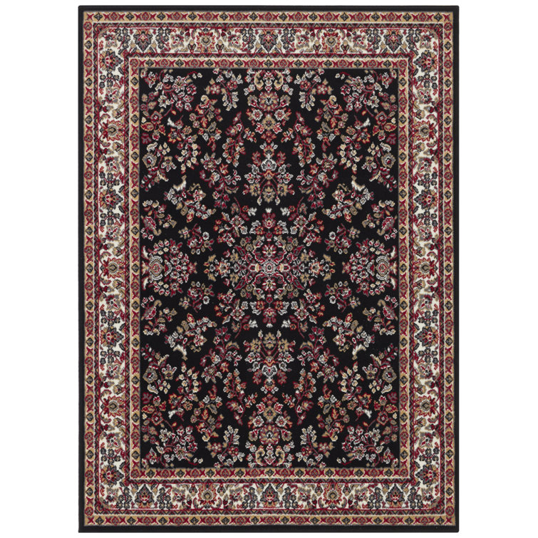 Zabul Tufted Black/Pink/Red Rug