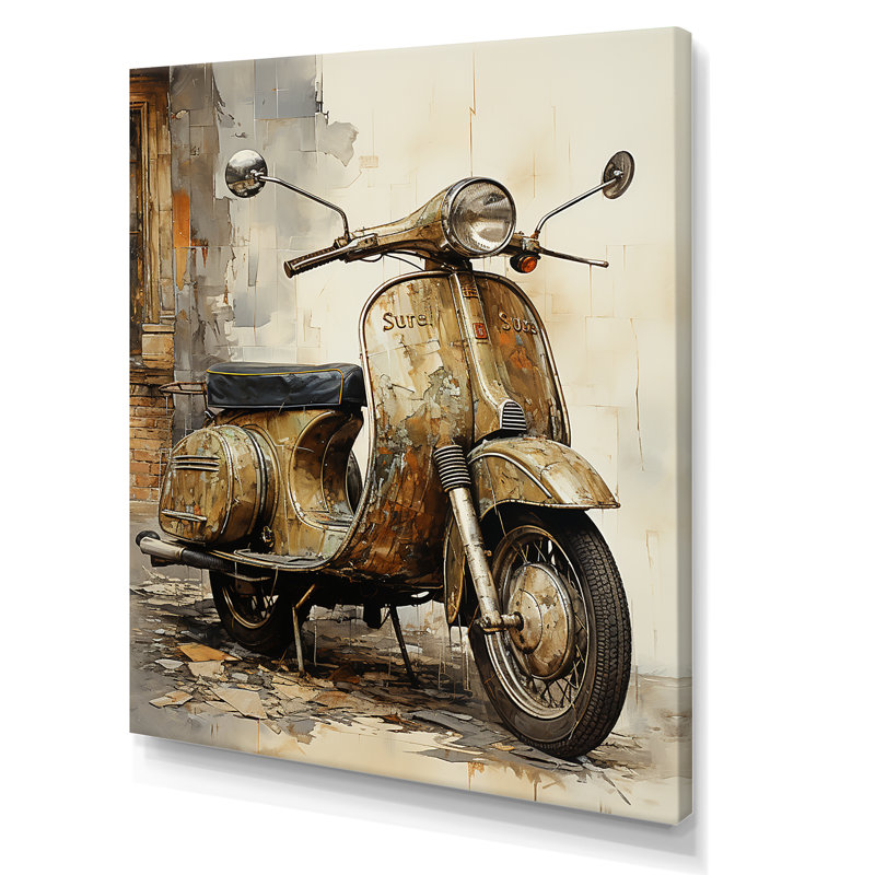 «Vintage Scooter Ride On», reproduction sur toile, Toile tendue, H 40 po x l 30 po x P 1,5 po