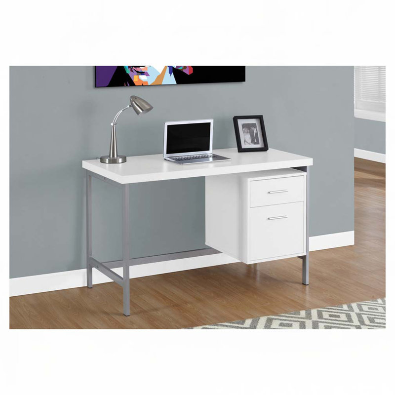 Bureau d'ordinateur à domicile avec tiroirs de rangement, Blanc / Gris