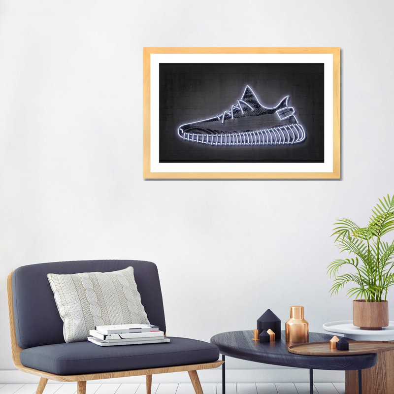 « Sneaker Y » par octave Mielu-impression d’art graphique, Blanc, Papier bois naturel, H 24 po x l 32 po x P 1 po