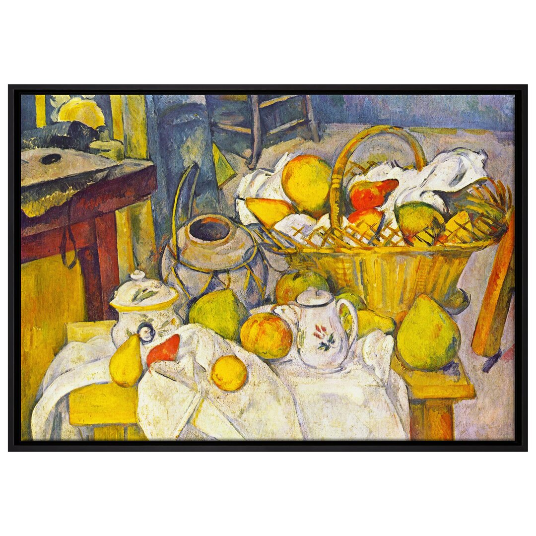 Gerahmtes Leinwandbild Still Life with Basket von Paul Cézanne