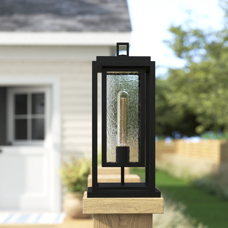 Black Clear Seedy Glass LED Outdoor Pier Mount Light