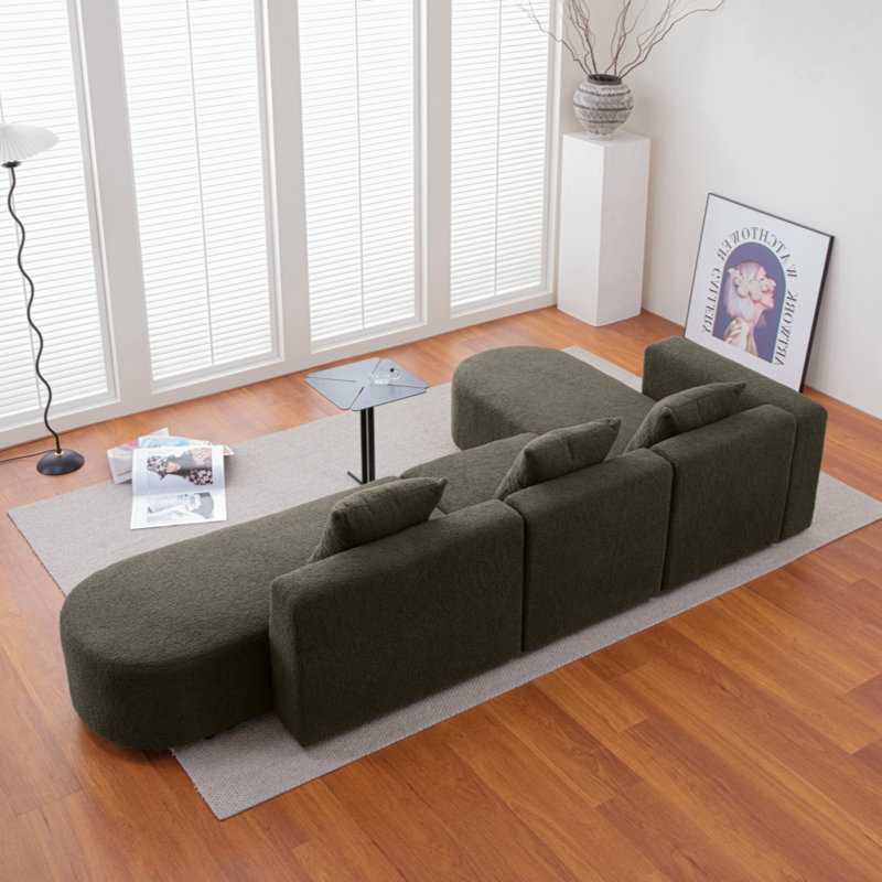 Canapé modulaire Elra, Orienté à gauche (vu de face), 100 % polyester vert
