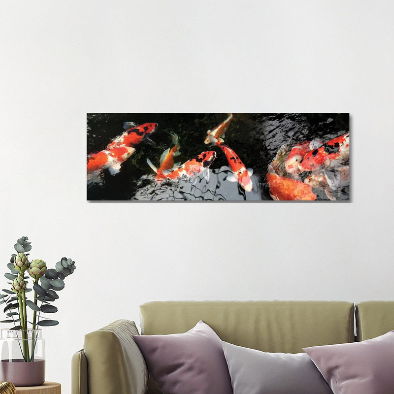 Colourful Koi Fish I by Panoramic Images - Wrapped Canvas Panoramic Print, 121.92 cm H x 40.64 cm W x 3.175 cm D