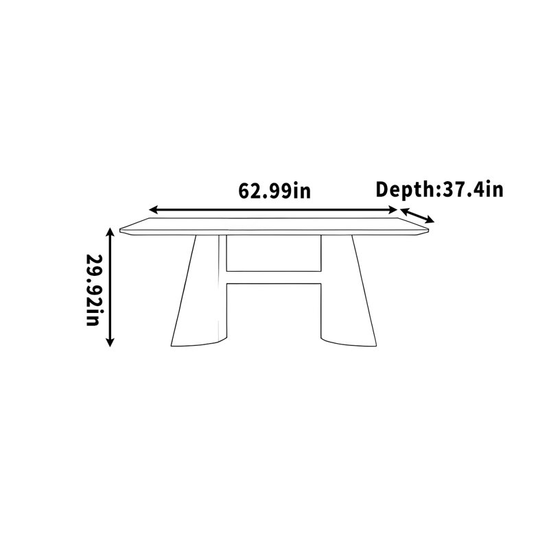 Bureau simple, de forme rectangulaire, pour étudier et travailler, H 29,92 po x l 62,99 po x P 37,4 po, Noir