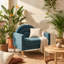Chaise d'appoint moderne avec dossier d'inspiration arc-en-ciel, lin turquoise-1044637231