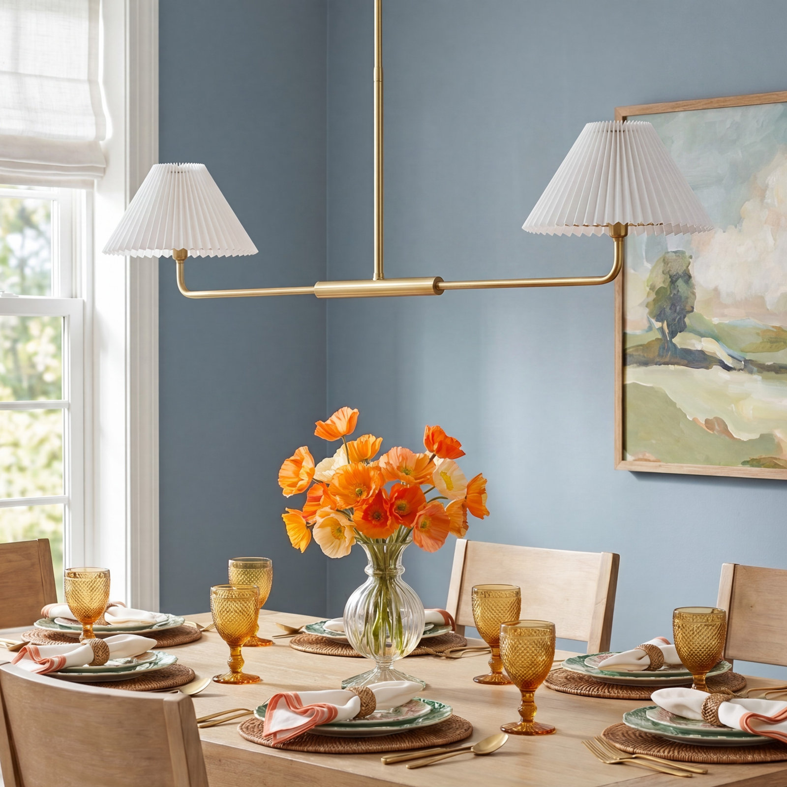 Pearson 2-Light Chandelier, Natural Brass