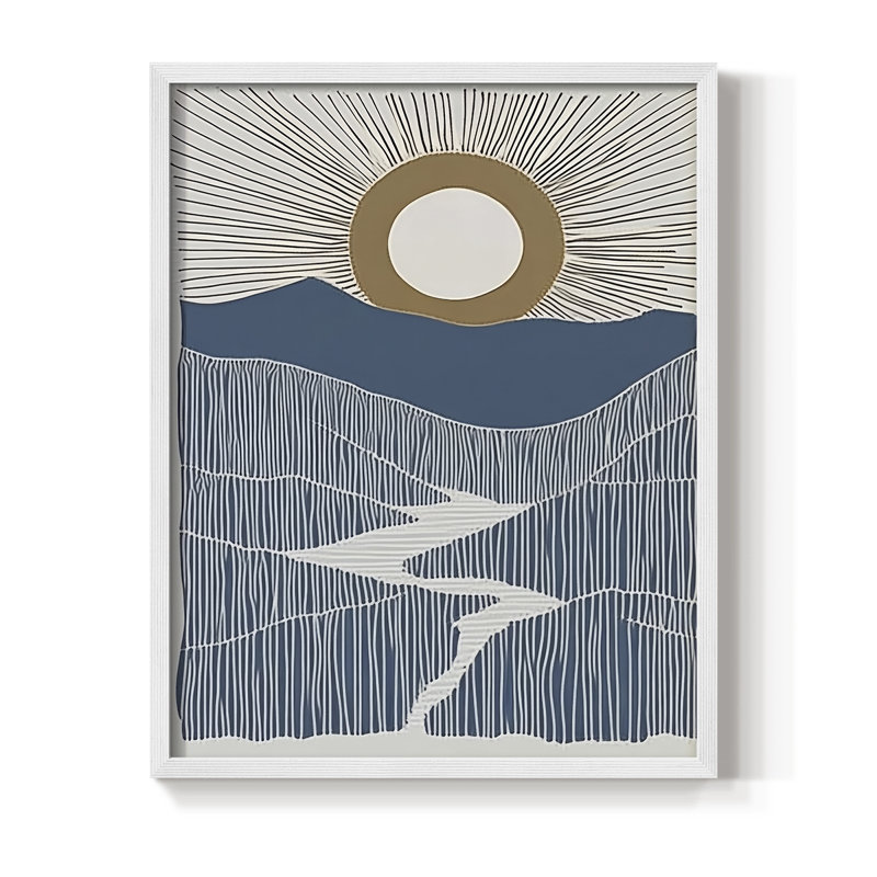 Impression abstraite encadrée, prête à être accrochée, fabriquée aux États-Unis, H 10 po x l 8 po, Blanc