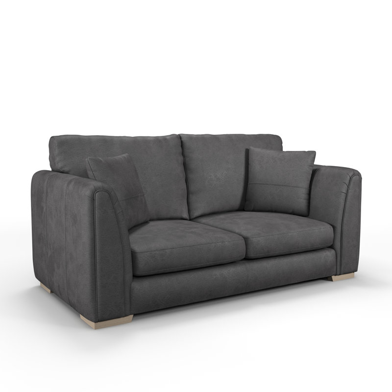 Bablu 3 Seater Faux Leather Sofa , Charcoal, 2