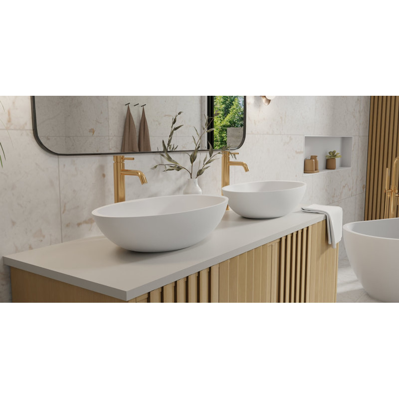 Lavabo de salle de bain vasque en résine 25,5 po x 13,7 po Badeloft WB-04-MBLK, Matte Black