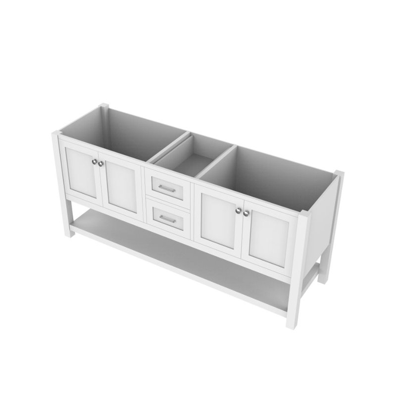 Base de meuble-lavabo double 71 po Wilmington seulement, Blanc
