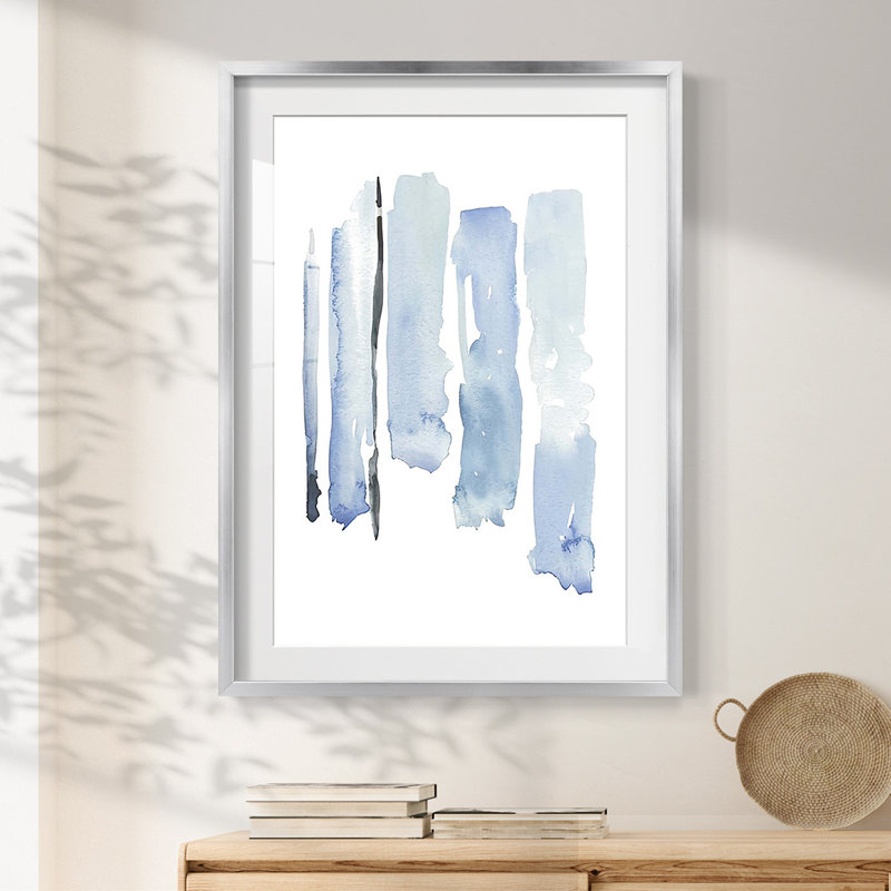 Blue Streak II - impression encadrée, H 28,5 po x l 20,5 po, Argent argent