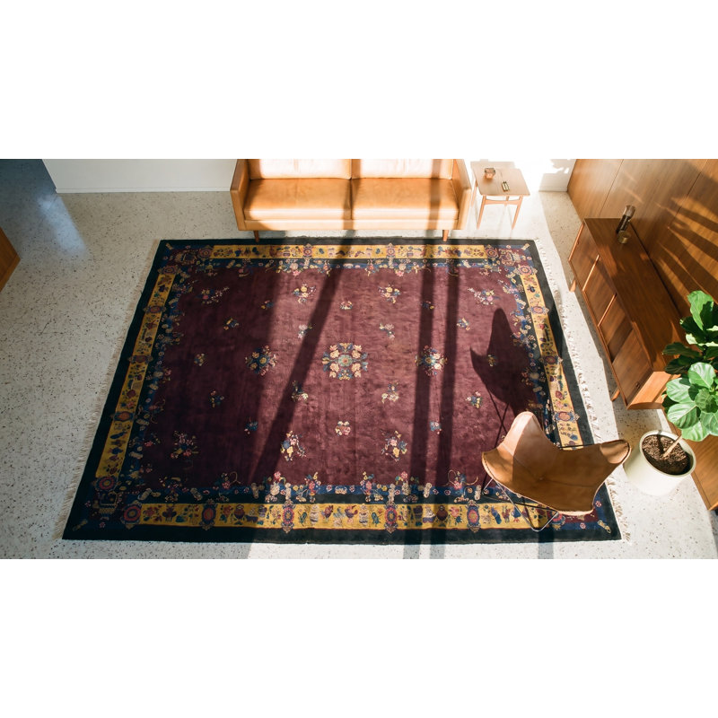 Hand Knotted Wool Area Rug in Purple