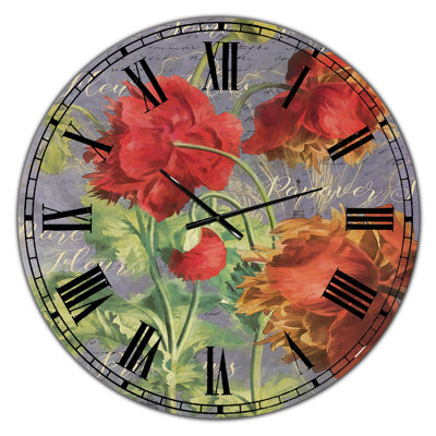 Red Poppies - Grande horloge murale