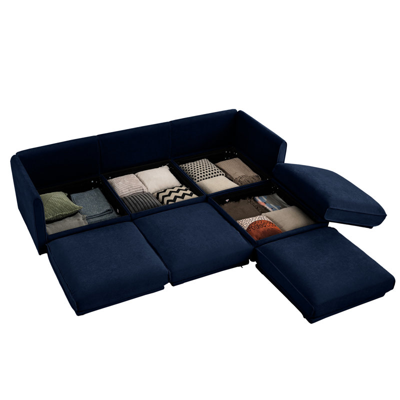 Canapé Comfy 3 chenille avec rangement moderne avec cachette, Bleu