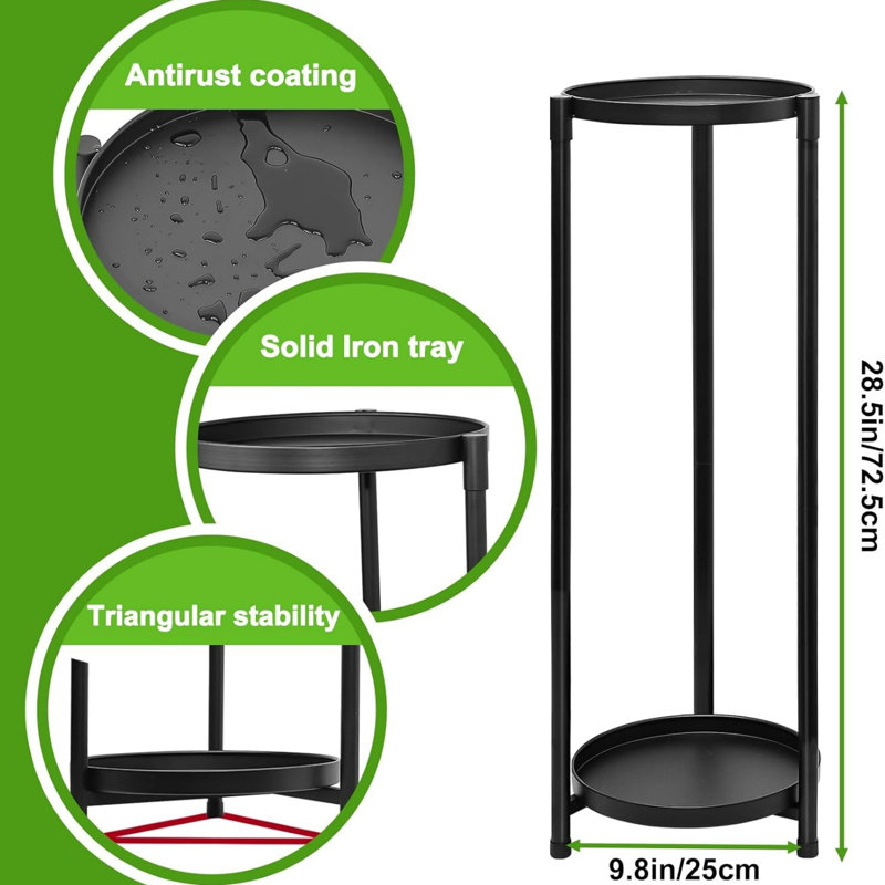 2 Layer Indoor and Outdoor Plant Holder, Metal Flower Pot Stand for Patio