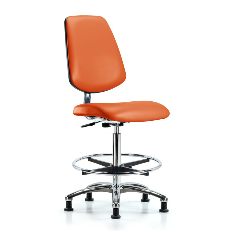 Symple Stuff Kendal Vinyl Drafting Chair, Orange, Glides