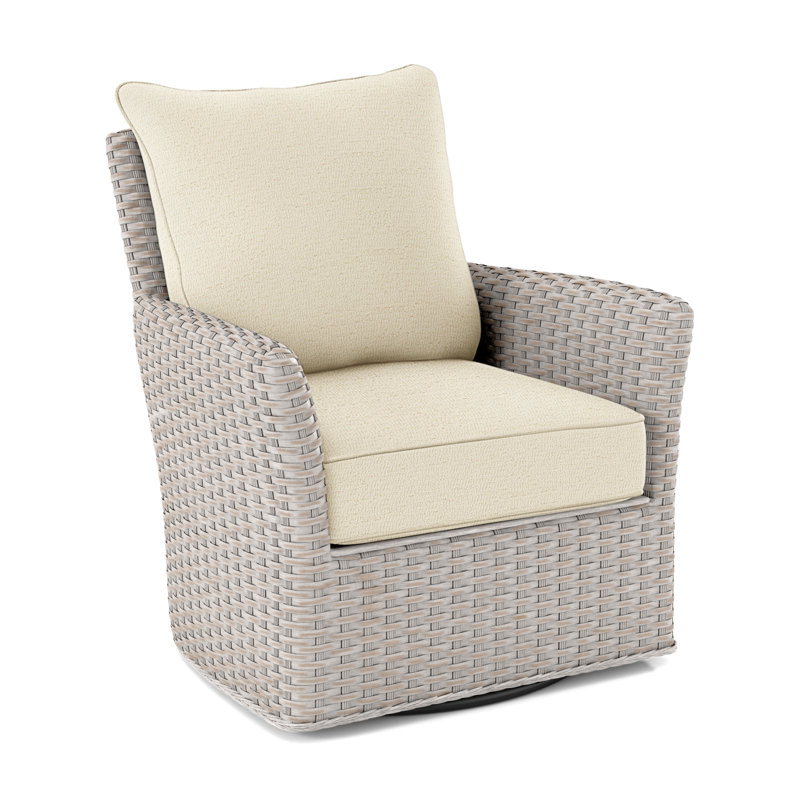Fauteuil pivotant en polyester de 28 po de largeur Lanai, Ivoire Crypton Performance; 0886-91, Blanc antique givré
