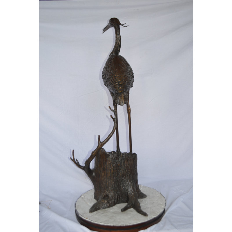 Copper and Metal Great Heron Perched Fountain