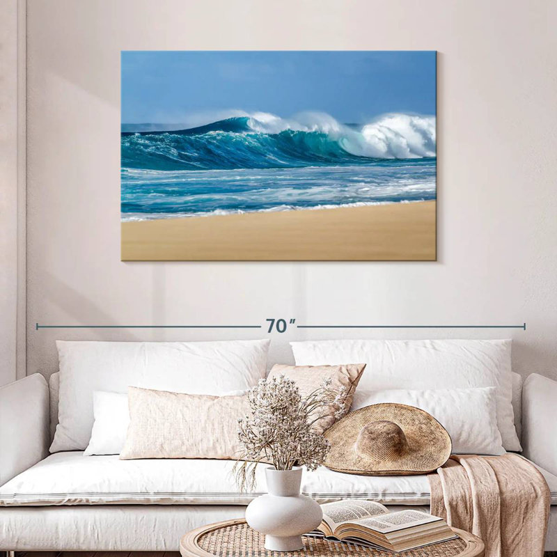 Senne brisant les vagues de la mer, H 30 po x l 45 po