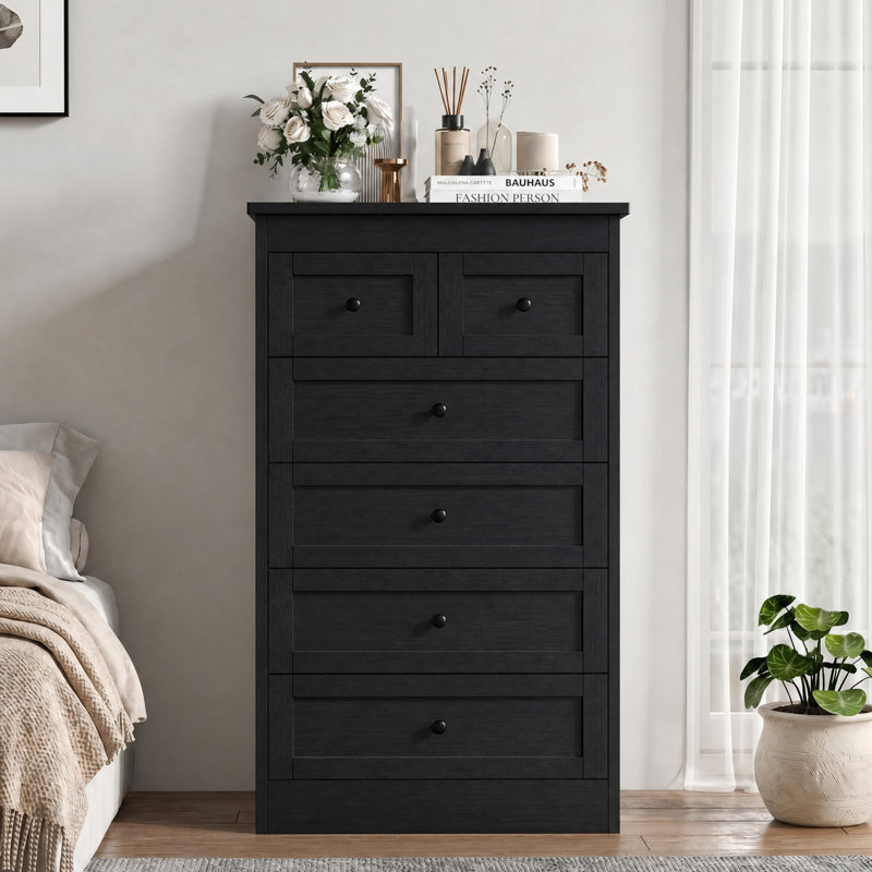 Cenirel 23.6'' W 6 - Drawer Dresser, Black