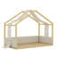 Lit à baldaquin avec auvent en gaze respirant, structure de lit plateforme simple en bois avec panneaux latéraux rembourrés-132941776