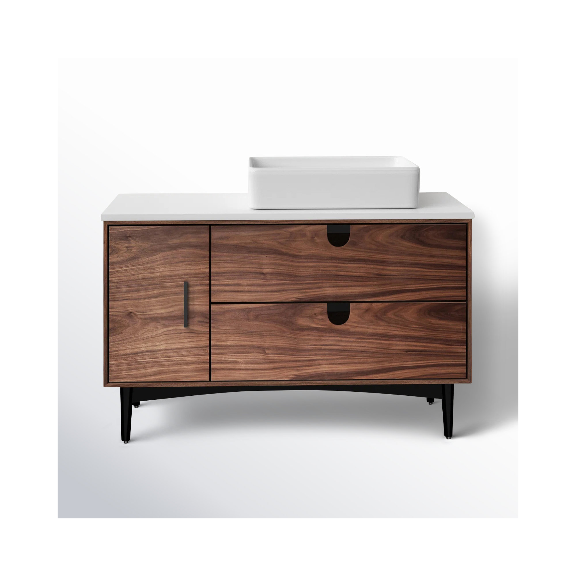 Antonina 47.24" Single Bathroom Vanity Set, Walnut/Black