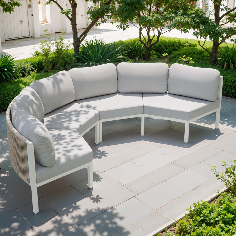Ensemble de canapé modulaire d'extérieur en aluminium pour 4 personnes, 4 Person, Gris clair