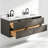  60" Floating Double Sink Solid Wood Gray Oak Bathroom Vanity with Engineered Marble Top-1062813091