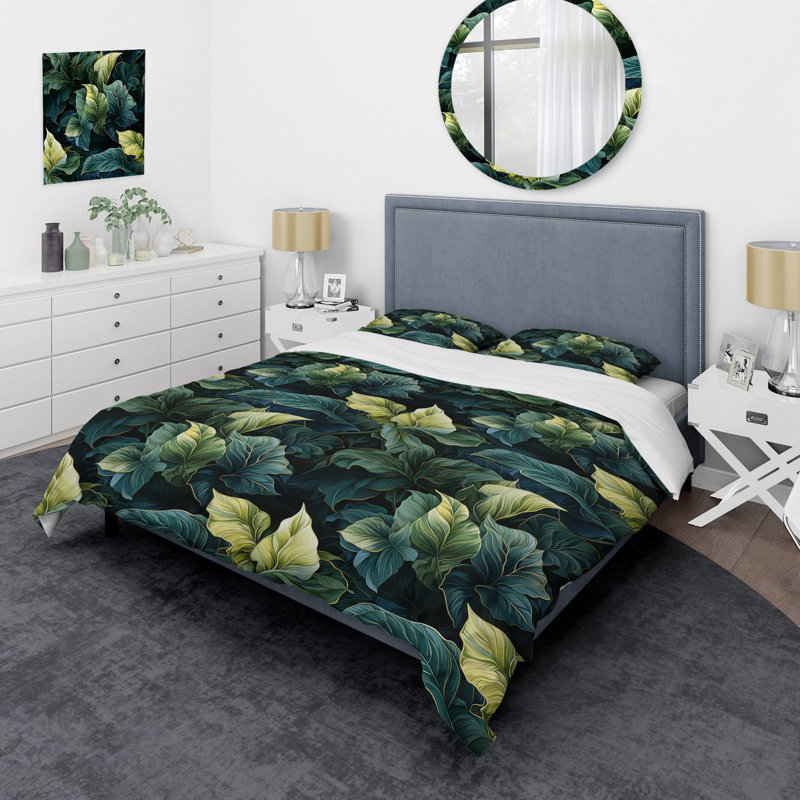 Ethereal Tropical Camouflage - Ensemble de housse de couette abstrait - Microfibre de polyester