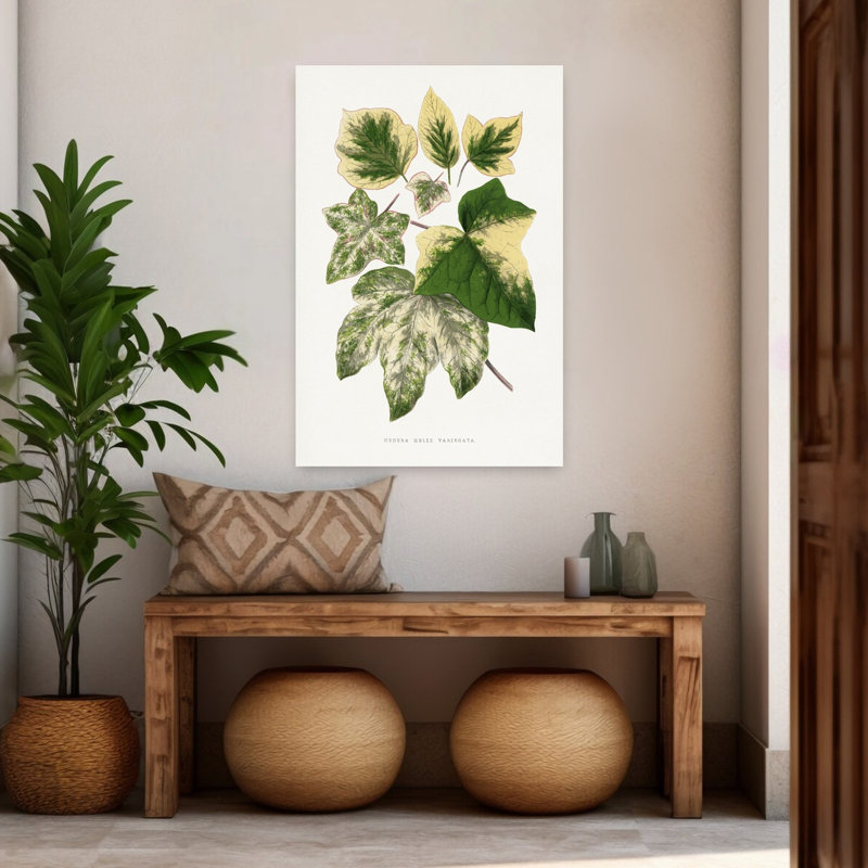 «Green Leaf Illustration Abstract Retro Vintage Flower Landscape», reproduction d'art mural, 48" H x 32" W