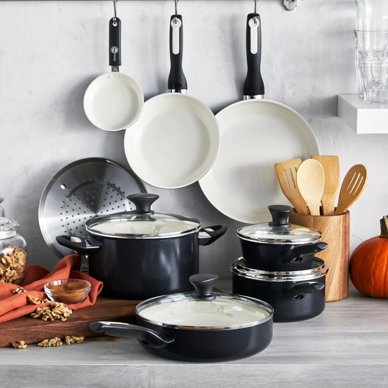 GreenPan Rio Healthy Ceramic Nonstick 16 Piece Cookware Set, Black