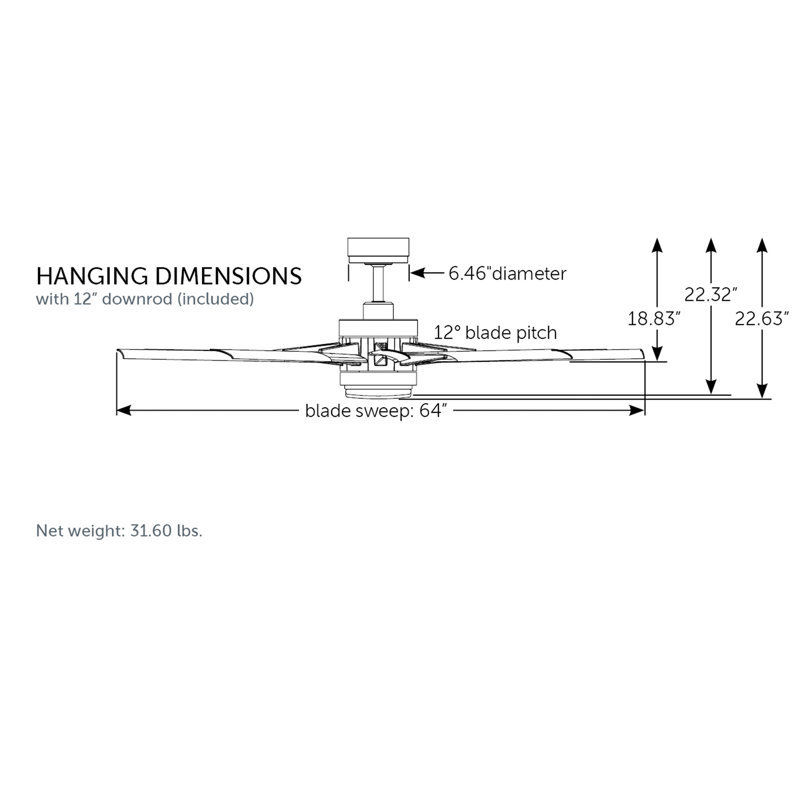 Odyn Indoor/Outdoor Custom Ceiling Fan DC Motor- Brushed Nickel with LED Light Kit, Brushed Nickel