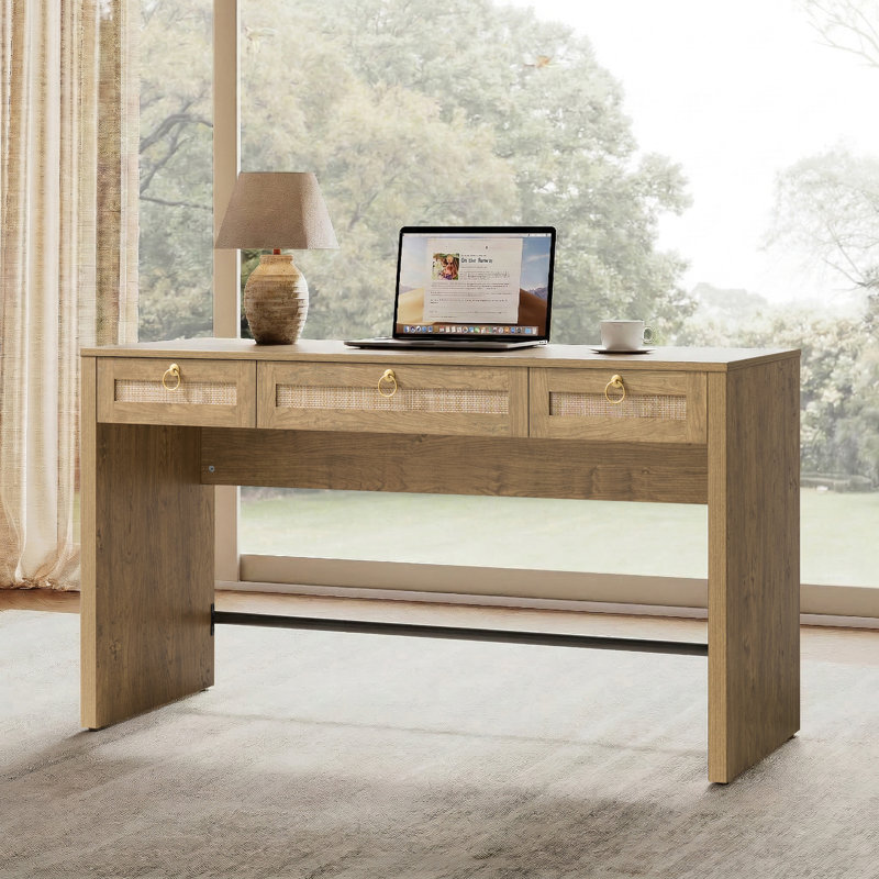 Bureau de rangement à 3 tiroirs Pomodoro Boho, Chêne blanc crème, 1 pièce