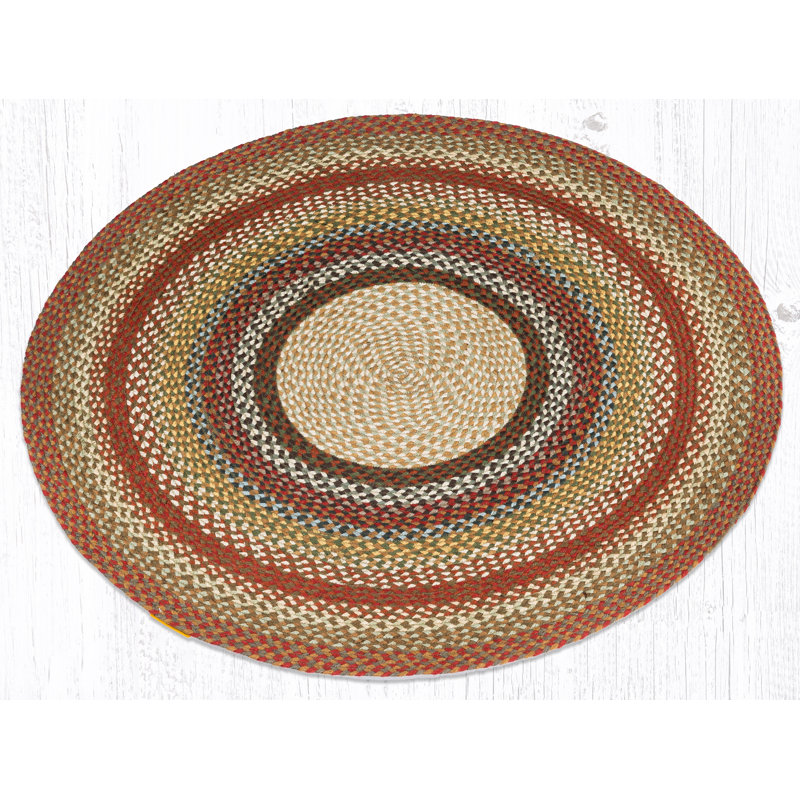 Tapis rouge / brun en jute / sisal Sc chariot, Ovale 8 pi x 11 pi