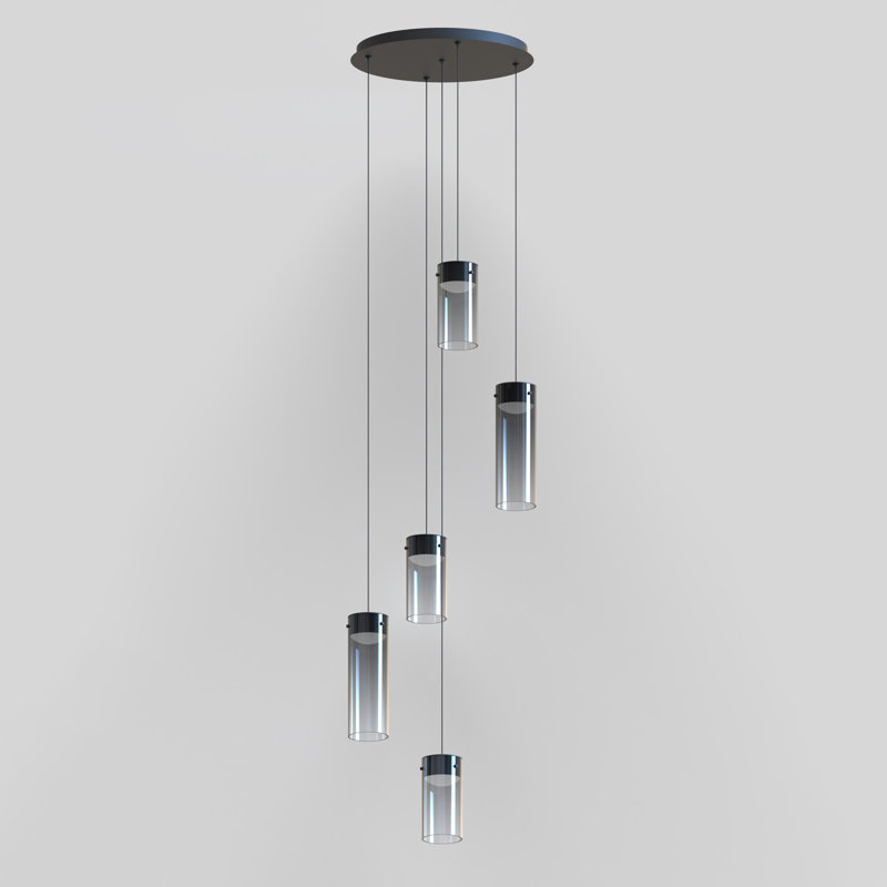 Delonda 5 - Light Gunmetal LED Cluster Pendant, Graduating Smoke