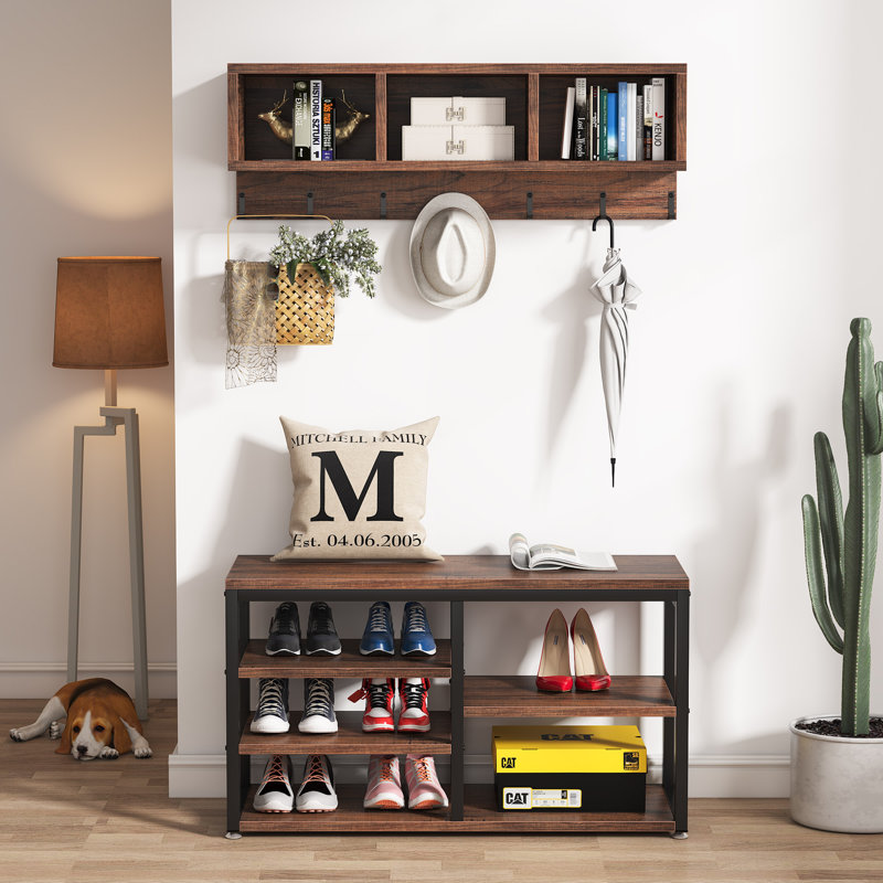 Banc de rangement industriel pour 10 paires de chaussures
