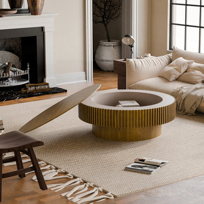 Solid Wood Veneered Coffee Table with Storage