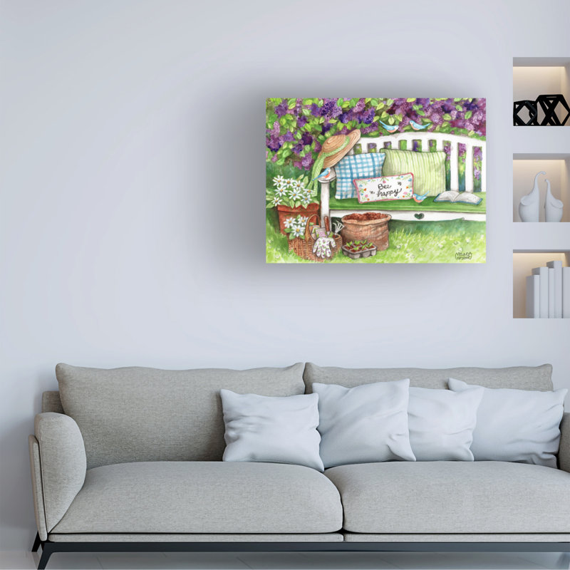Art sur toile «bolice melinda hipsher bee» en lilas et oiseaux, H 24 po x l 32 po