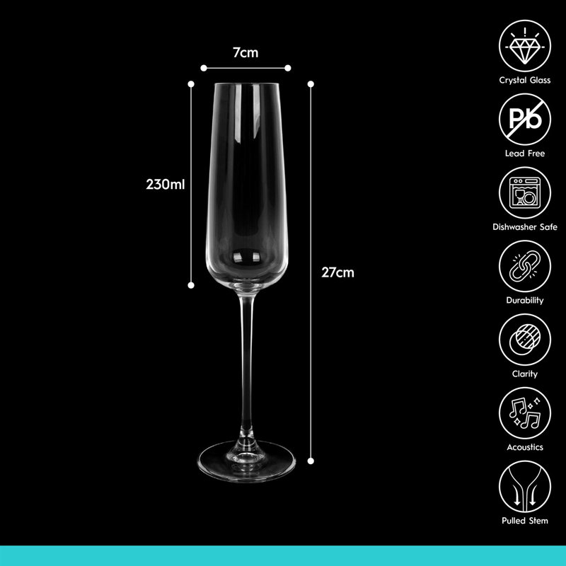 Argon Tableware Knightsbridge Crystal Champagne Flutes, Set of 24