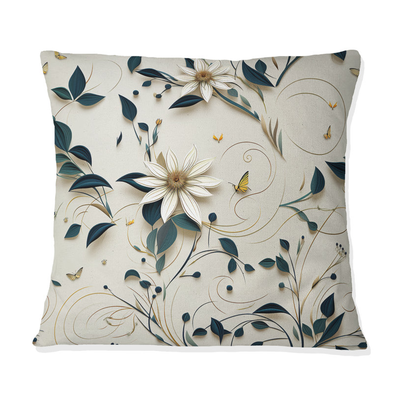Coussin en polyester blanc et bleu sarcelle, H 16 po x l 16 po