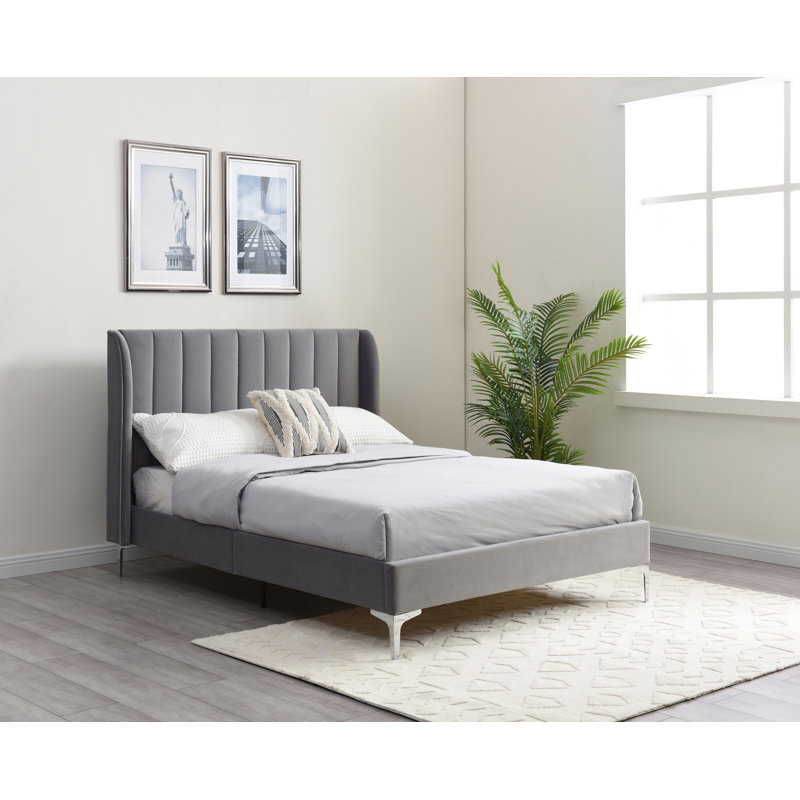 Iva Upholstered Bed, Grey, King (5')