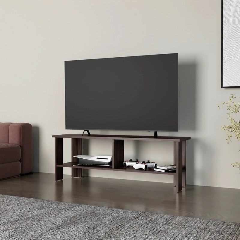 Stained Walnut TV Stand With Open Storage, Walnut