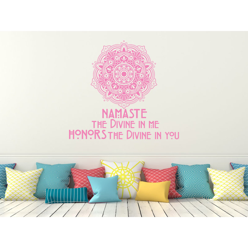 Décalcomanie murale décoration mandala Namaste, Rose tendre