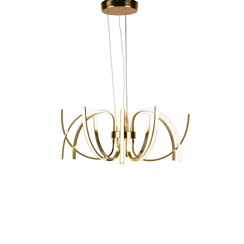 12-Light Gold Aluminum LED Chandelier With Diffusers, Gold