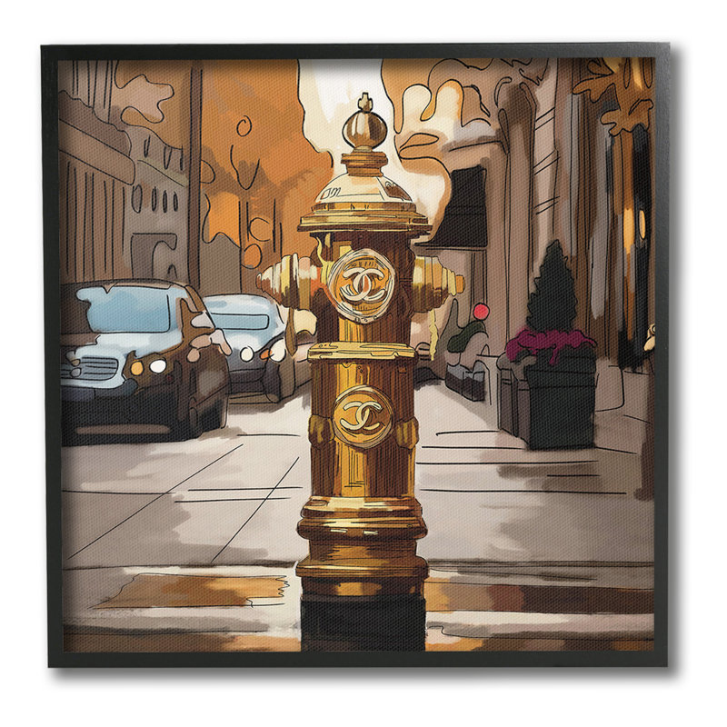 Glam City Hydrant Giclee Artby Amelia Noyes, Giclée encadrée blanc bord de mer, H 24 po x l 24 po