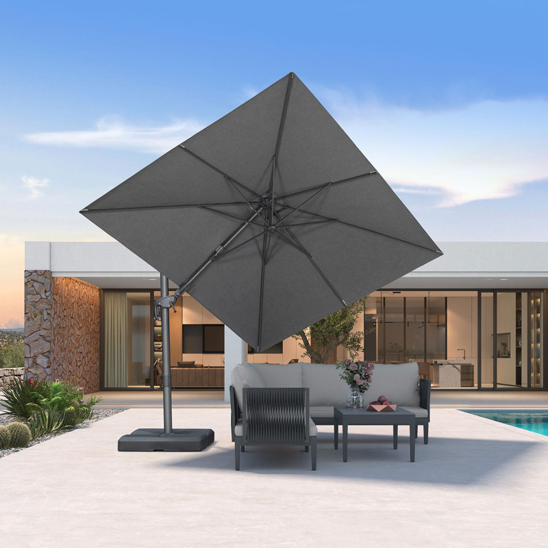 Cantilever Parasol, 264.2cm H x 335.3cm W x 243.8cm D, Graphite Grey