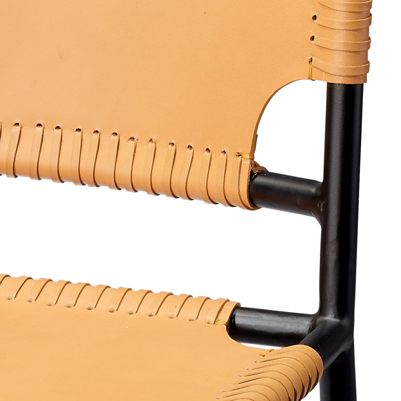 Asher Leather Upholstered Side Chair, Brown