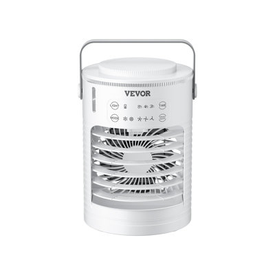 Climatiseur portatif, refroidisseur d'air par évaporation 4-en-1, mini climatiseur à 3 vitesses avec minuterie intelligente, réservoir d'eau de 600 ml, lumière 7 couleurs, mini ventilateur de bureau personnel pour le bureau de la chambre à coucher